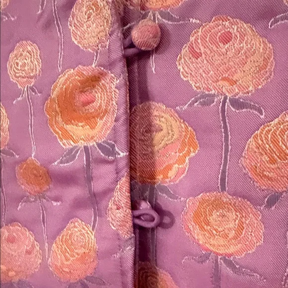 ICONIC LA VIE STYLE HOUSE Purple/Pink Orange Silk Brocade Long Caftan Coat NWT - Picture 3 of 11